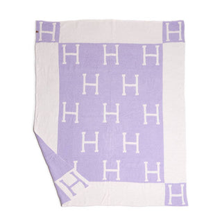 Initial Monogram Patterned Reversible Throw Blanket