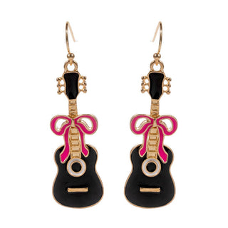 Enamel Guitar Bow Dangle Earrings
