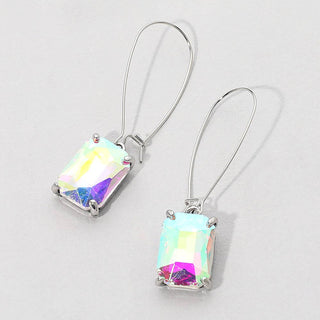 Emerald Cut Stone Dangle Evening Earrings