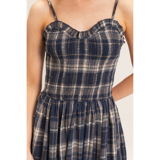 Plaid Smocked Maxi Dress
