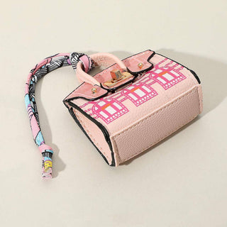 House Printed Faux Leather Elegant and Stylish Mini Purse / Bag Charm