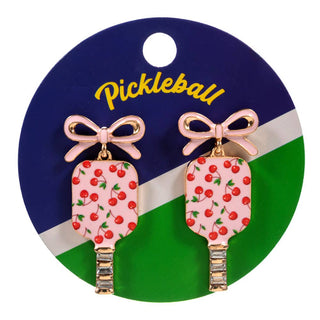 Bow Floral Pickleball Paddle Dangle Earrings