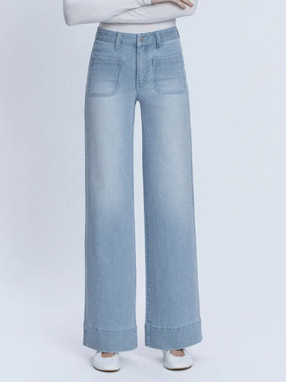 High Rise Patched Wide Leg with Trouser Hem