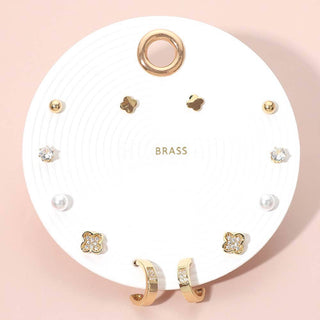 6Pairs - Assorted Stud Hoop Earring Set