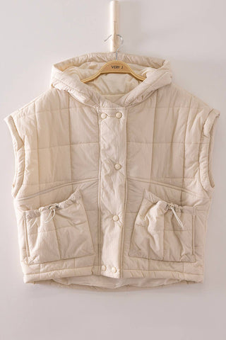 NJ90482-Quilted Hooded Puffer Vest