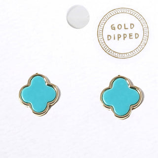 Gold Dipped Quatrefoil Stud Earrings