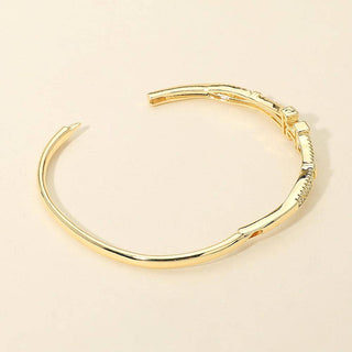 CZ Pave H Letter Accent Hinged Bangle Bracelet