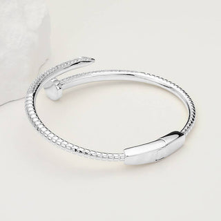 CZ Stone Paved Nail Hinged Bangle Bracelet