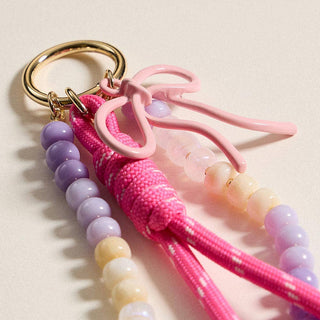 Bow Accent Beaded Charm Rope Keychain / Bag Charm