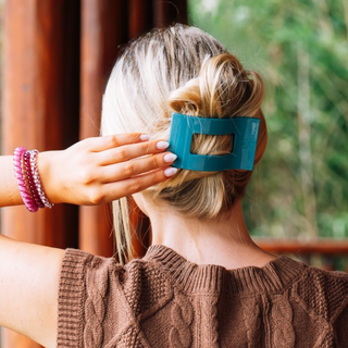 Teal With It | Medium | Flat Rectangle Hair Clip
