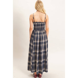 Plaid Smocked Maxi Dress