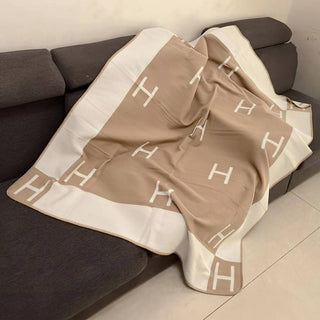 Monogram Pattern Reversible Throw Blanket