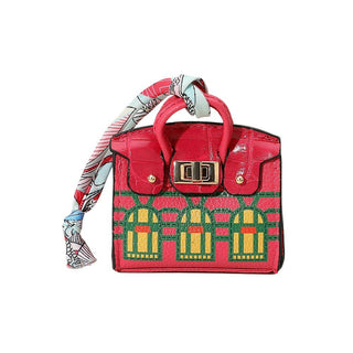 House Printed Faux Leather Elegant and Stylish Mini Purse / Bag Charm