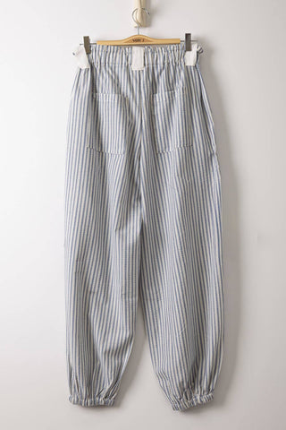 Bow Detail Stripe Textured Woven Pants