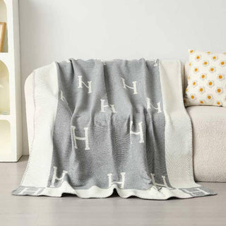Monogram Pattern Reversible Throw Blanket