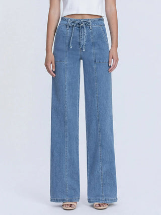 Super High Rise Wide Leg Jeans with Tie