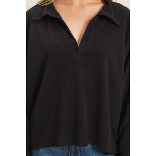 Open Collar Knit Pullover