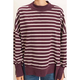 Striped Mock Neck Sweatshirt