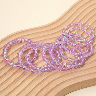 10PCS - Faceted Beaded Stretch Multi Layered Bracelets