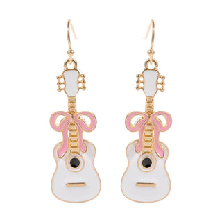 Enamel Guitar Bow Dangle Earrings