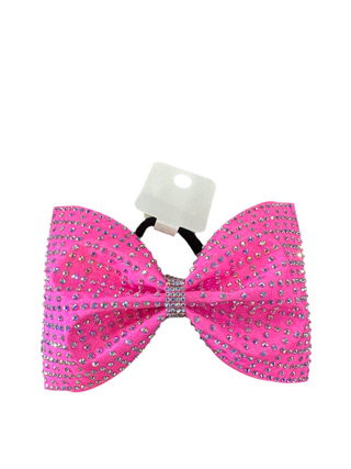 Large Grid Glitter Glitter Bling Hot Pink Tailless Bow