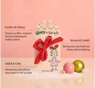 The Grinch x Kitsch Red Bow Claw Clip