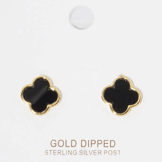 Gold Dipped Quatrefoil Stud Earrings
