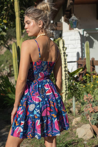 Printed Cut Out Mini Dress