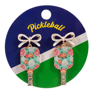 Bow Floral Pickleball Paddle Dangle Earrings