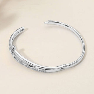 SECRET BOX_Stainless Steel Rhinestone Pave Marquise Accent Nailhead Hinged Bangle Bracelet