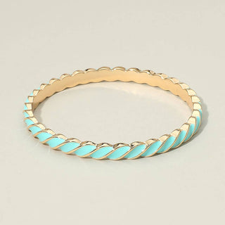 Enamel Inlay Twisted Hinged Bangle Bracelet