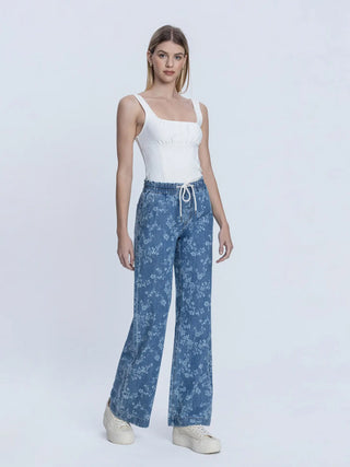 High Rise Floral Print Baggy Jeans