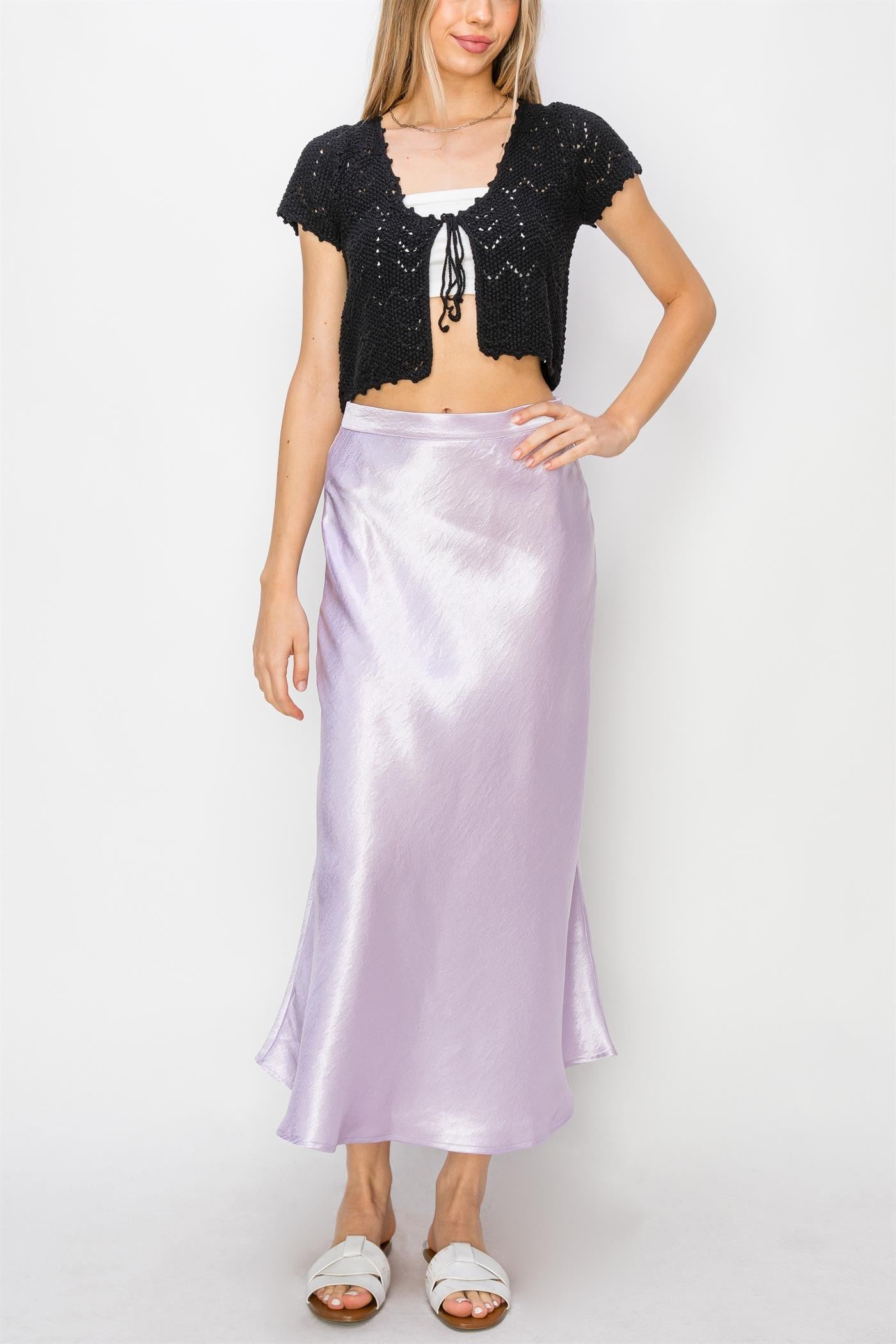 Satin midi hotsell skirt warehouse