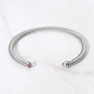 Stone Tip Twisted Cable Cuff Bracelet