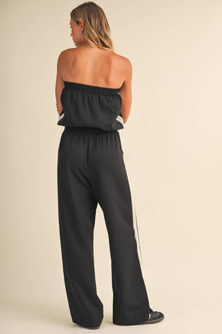 Strapless Stripe Trim Jumpsuit