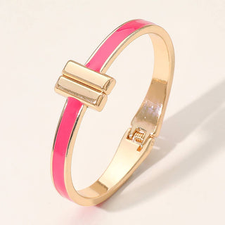 Metal Bar Tip Enamel Hinged Bangle Bracelet