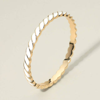 Enamel Inlay Twisted Hinged Bangle Bracelet