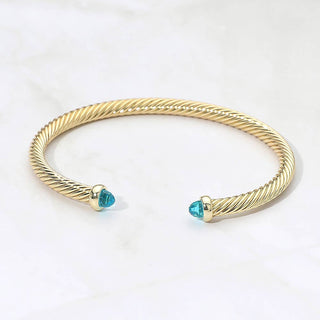 Stone Tip Twisted Cable Cuff Bracelet
