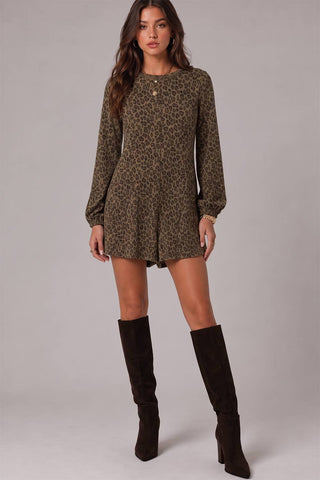 Leopard Print Long Sleeve Romper