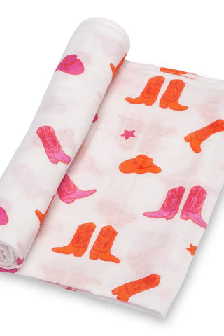 Life is Better in Pink Boots Toddler Muslin Blanket