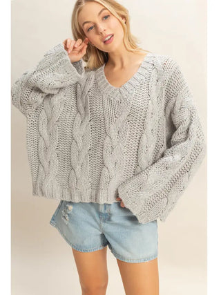 Chunky Knit Bell Sleeve Sweater