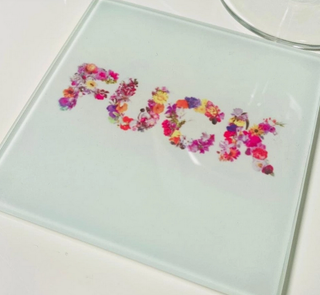Floral F**k Glass Coaster (1)