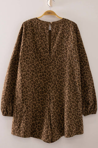 Leopard Print Long Sleeve Romper