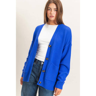 Textured Oversized Knit Buttoned Cardigan