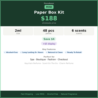 Mini Keychain Perfume Display Kit - 6 Scents | 2ml × 48