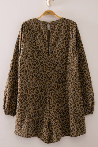 Leopard Print Long Sleeve Romper