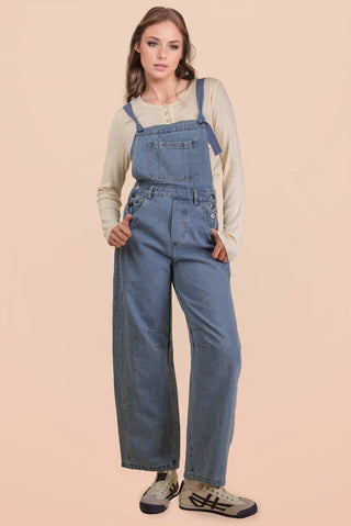 Denim Barrel Leg Overall