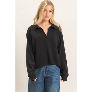 Open Collar Knit Pullover