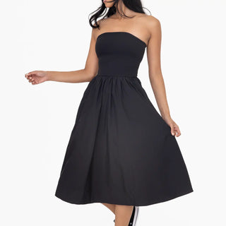 Strapless Flared Midi Dress