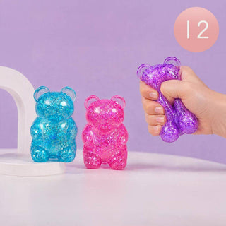 12PCS - Glittered Gummy Bear Squeeze Stress Relief Toy